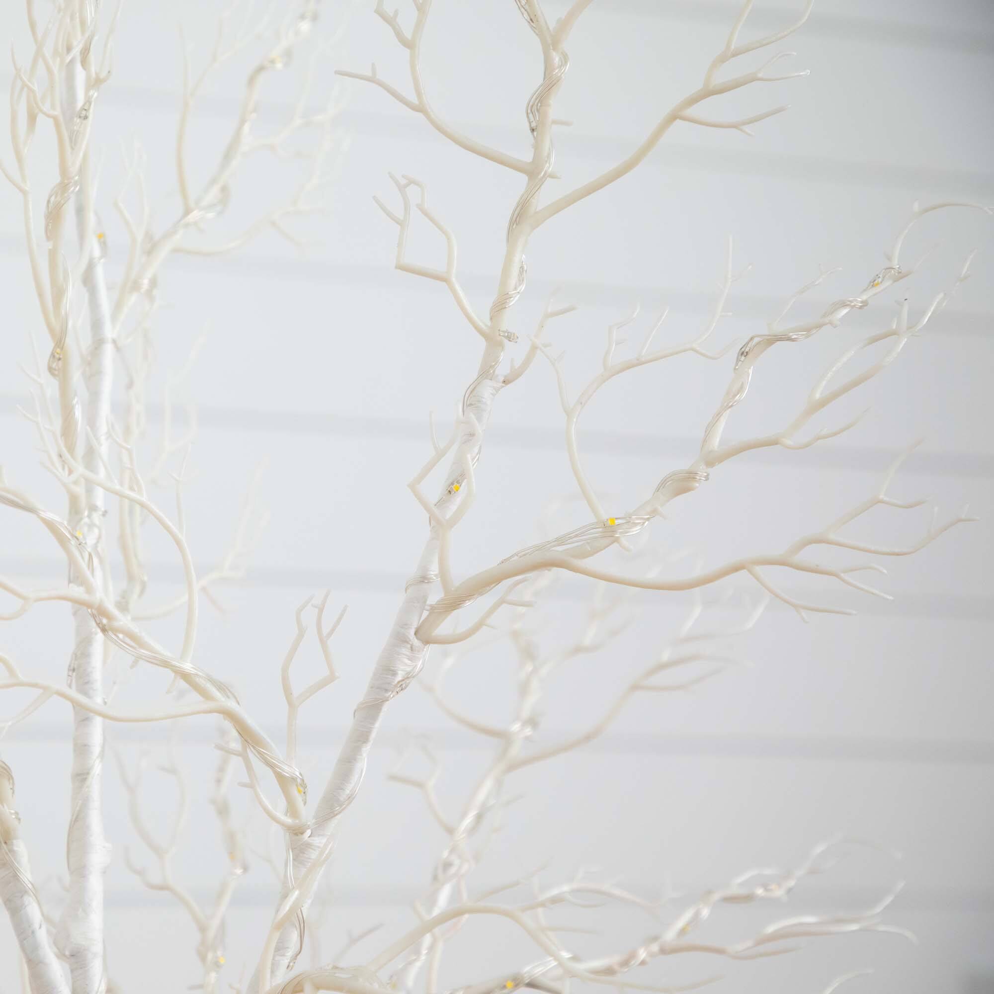 4ft. Pre-Lit White Twig Artificial Tree, Warm White LED Lights